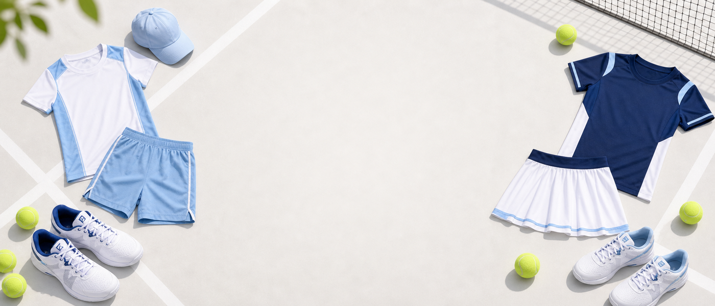 Junior Tennis Apparel collection banner - imagegen 1400x600 text-safe center 2026-06-15