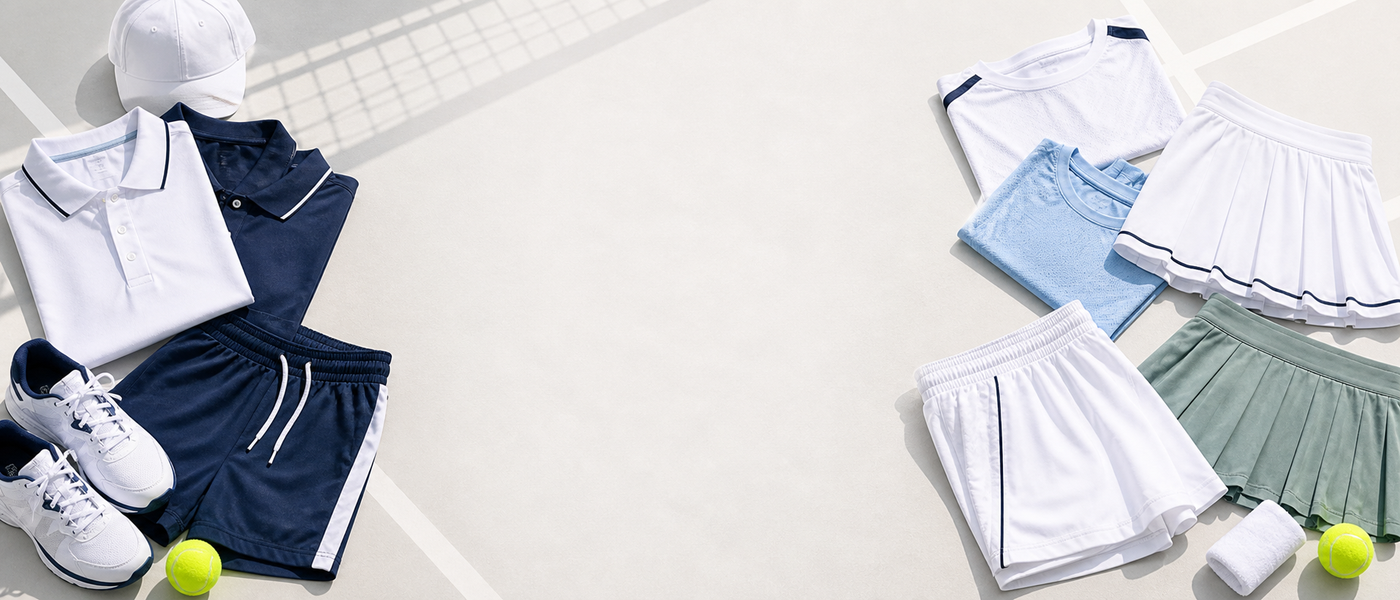 Popular Tennis Apparel collection banner - imagegen 1400x600 text-safe center 2026-06-15