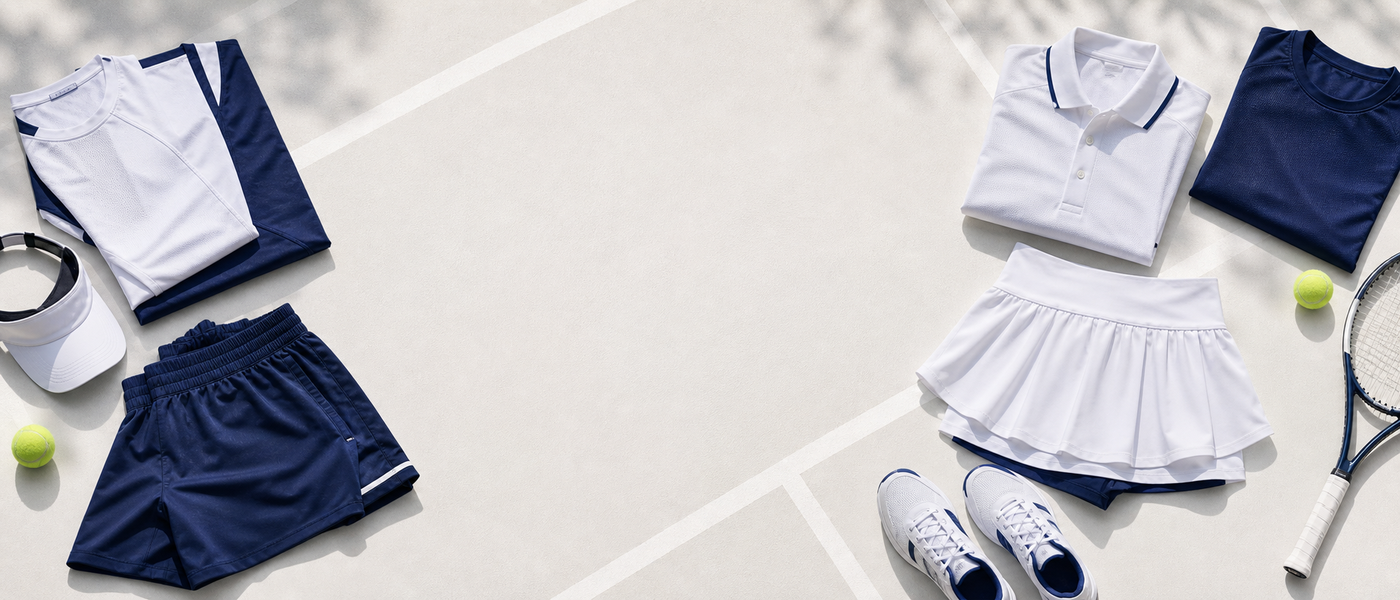 Tennis Apparel collection banner - imagegen 1400x600 text-safe center 2026-06-15