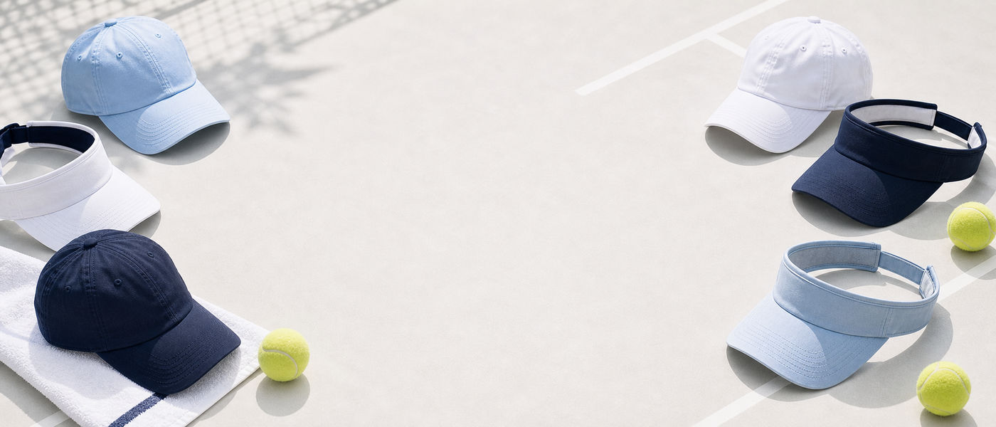 Tennis Caps collection banner - imagegen 1400x600 text-safe center 2026-06-15